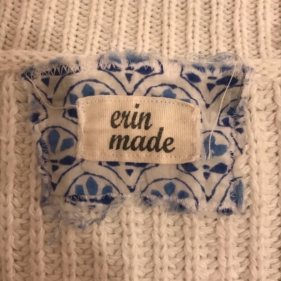 NWOT Erin Made “Good Vibes” Distressed Crop Sweater - Picture 5 of 5